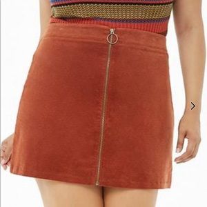 Plus sized front zipper corduroy skirt